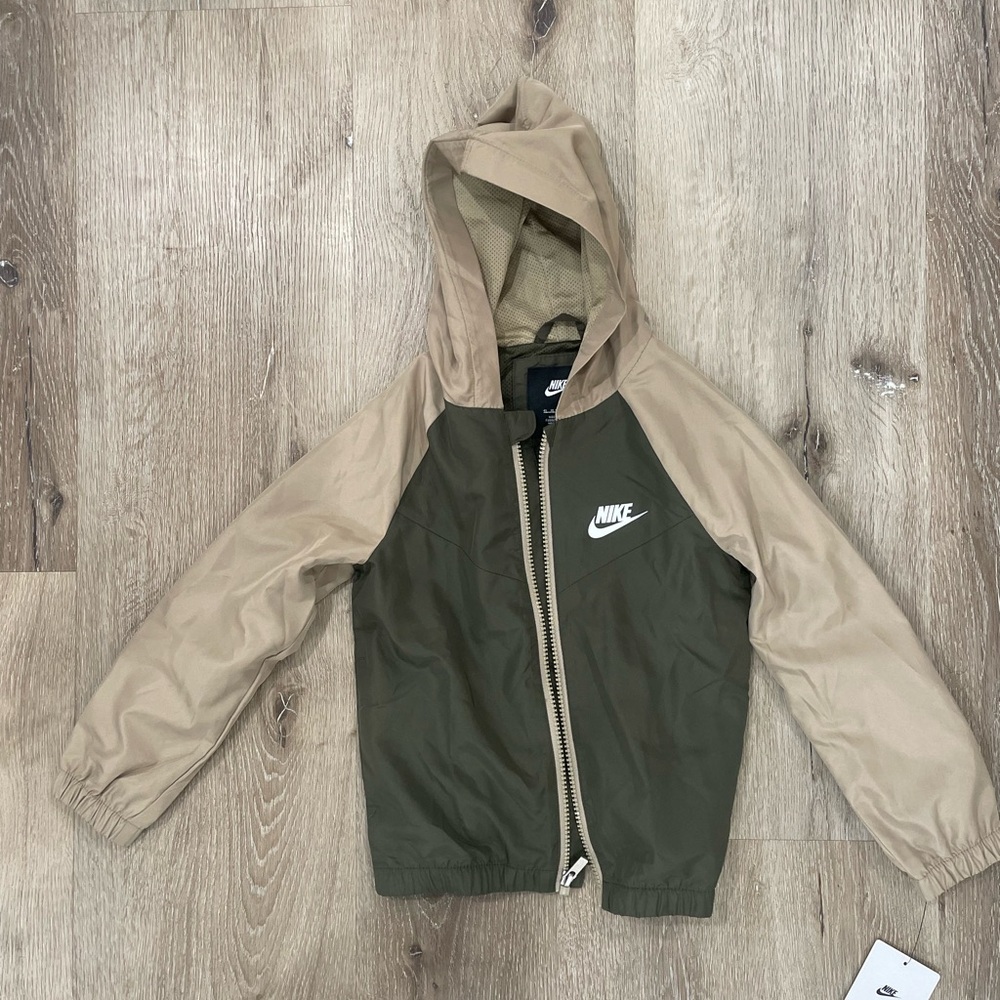 NWT Nike Kids' Tan and Green Hooded Jacket